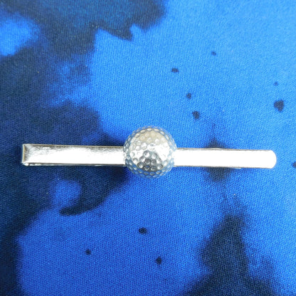 Golf Ball Tie Clip, Handcast Pewter Tie Clip, Polished Finish