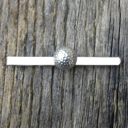 Golf Ball Tie Clip, Handcast Pewter Tie Clip, Polished Finish