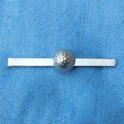 Golf Ball Tie Clip, Handcast Pewter Tie Clip, Polished Finish