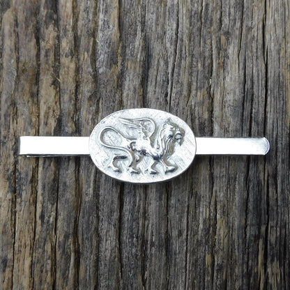 Griffon Tie Clip, Handcast Pewter Tie Clip, Polished Finish