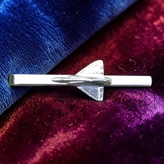 Aircraft Tie Clip (Jet Plane Design), Handcast Pewter Tie Clip, Polished Finish