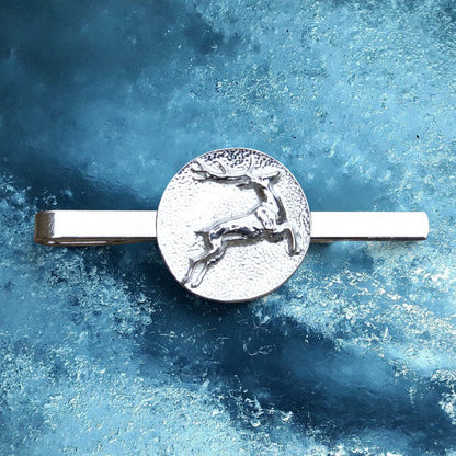 Stag Tie Clip, Handcast Pewter Tie Clip, Polished Finish