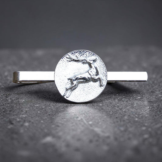 Stag Tie Clip, Handcast Pewter Tie Clip, Polished Finish
