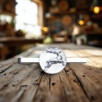 Stag Tie Clip, Handcast Pewter Tie Clip, Polished Finish