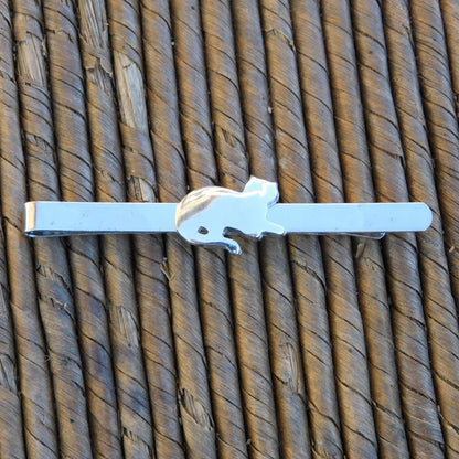Cat Tie Clip, Handcast Pewter Tie Clip, Polished Finish