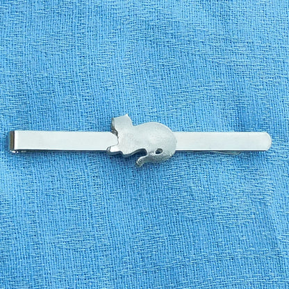 Cat Tie Clip, Handcast Pewter Tie Clip, Polished Finish