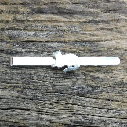 Cat Tie Clip, Handcast Pewter Tie Clip, Polished Finish