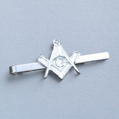 Masonic Tie Clip (Square and Compass with G), Handcast Pewter Tie Clip, Polished Finish