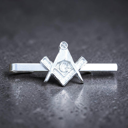 Masonic Tie Clip (Square and Compass with G), Handcast Pewter Tie Clip, Polished Finish