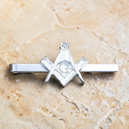 Masonic Tie Clip (Square and Compass with G), Handcast Pewter Tie Clip, Polished Finish