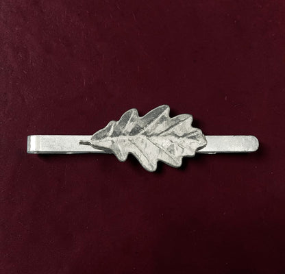 Oak Leaf Tie Clip (Large), Handcast Pewter Tie Clip, Polished Finish
