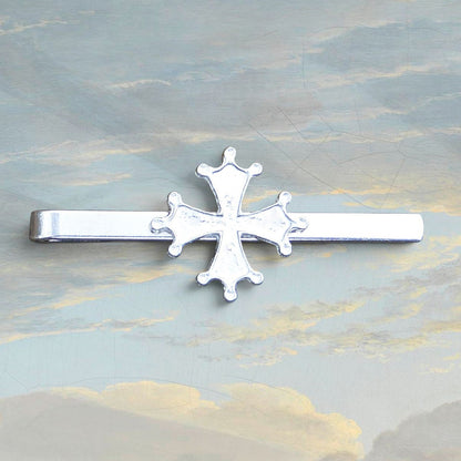 Occitan Cross Tie Clip (Languedoc Cross Design), Handcast Pewter Tie Clip, Polished Finish