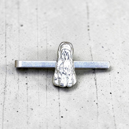 Old English Sheepdog Tie Clip (Bobtail), Handcast Pewter Tie Clip, Polished Finish
