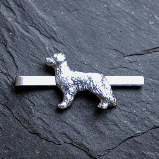 Retriever Dog Tie Clip, Handcast Pewter Tie Clip, Polished Finish