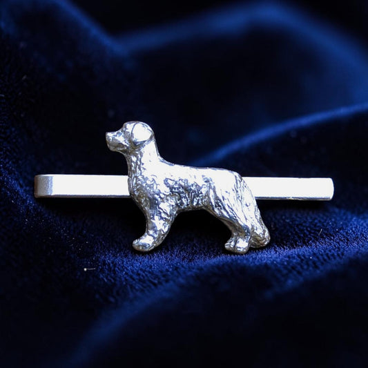 Retriever Dog Tie Clip, Handcast Pewter Tie Clip, Polished Finish