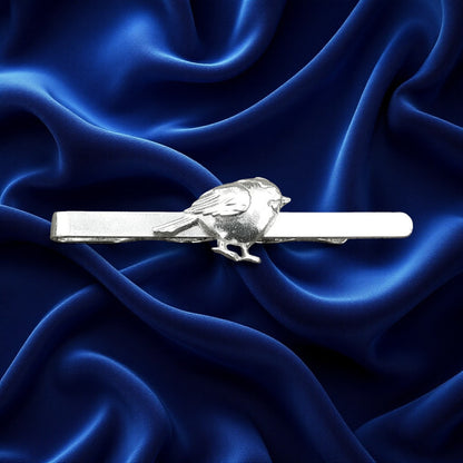 Robin Tie Clip, Handcast Pewter Tie Clip, Polished Finish