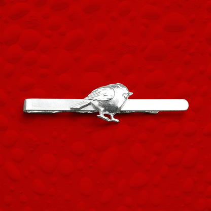 Robin Tie Clip, Handcast Pewter Tie Clip, Polished Finish