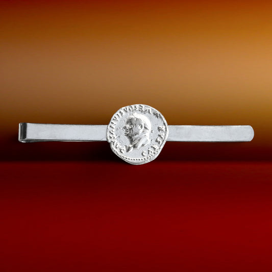 Roman Coin Tie Clip, Handcast Pewter Tie Clip, Polished Finish