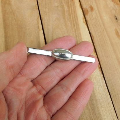 Rugby Ball Tie Clip, Handcast Pewter Tie Clip, Polished Finish