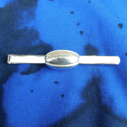 Rugby Ball Tie Clip, Handcast Pewter Tie Clip, Polished Finish