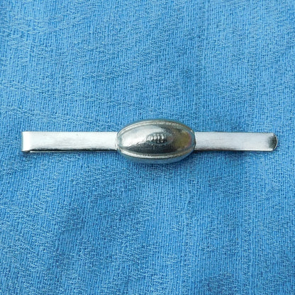 Rugby Ball Tie Clip, Handcast Pewter Tie Clip, Polished Finish