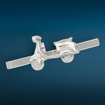 Scooter Tie Clip, Handcast Pewter Tie Clip, Polished Finish