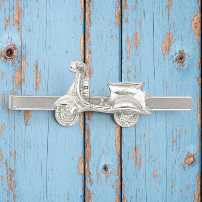 Scooter Tie Clip, Handcast Pewter Tie Clip, Polished Finish