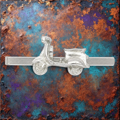 Scooter Tie Clip, Handcast Pewter Tie Clip, Polished Finish