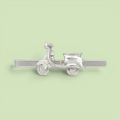 Scooter Tie Clip, Handcast Pewter Tie Clip, Polished Finish
