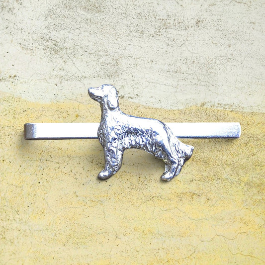 Setter Dog Tie Clip, Handcast Pewter Tie Clip, Polished Finish