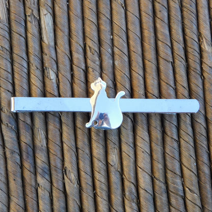 Sitting Cat Tie Clip, Handcast Pewter Tie Clip, Polished Finish