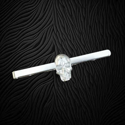 Skull Tie Clip (Smaller Design), Handcast Pewter Tie Clip, Polished Finish