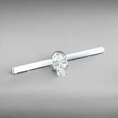 Skull Tie Clip (Smaller Design), Handcast Pewter Tie Clip, Polished Finish