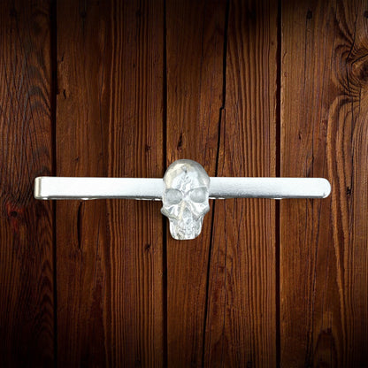 Skull Tie Clip (Smaller Design), Handcast Pewter Tie Clip, Polished Finish