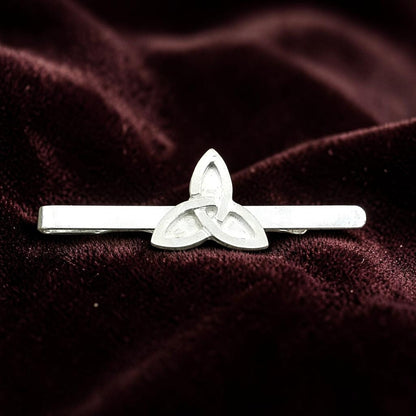 Triquetra Tie Clip (Solid Celtic Knot), Handcast Pewter Tie Clip, Polished Finish
