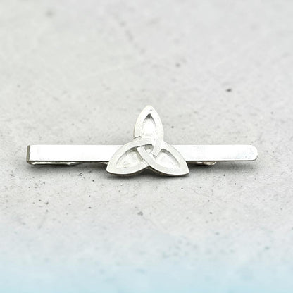 Triquetra Tie Clip (Solid Celtic Knot), Handcast Pewter Tie Clip, Polished Finish