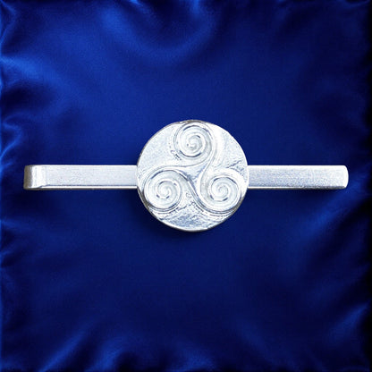 Triskele Tie Clip, Solid Design, Handcast Pewter Tie Clip, Polished Finish