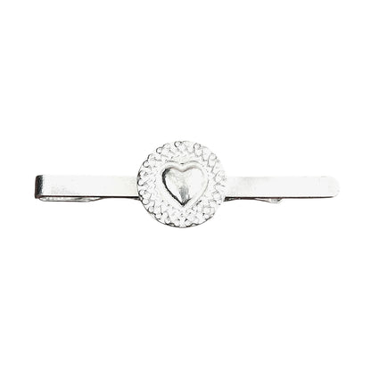 Celtic Heart Tie Clip, Handcast Pewter Tie Clip, Polished Finish