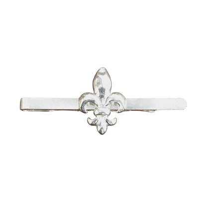 Fleur de Lys Tie Clip, Handcast Pewter Tie Clip, Polished Finish
