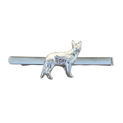 German Shepherd Tie Clip, Handcast Pewter Tie Clip, Polished Finish