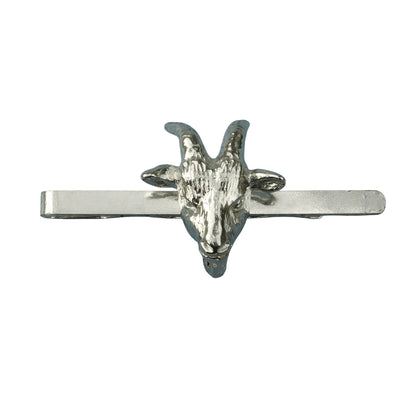Goat Head Tie Clip (Larger), Handcast Pewter Tie Clip, Polished Finish