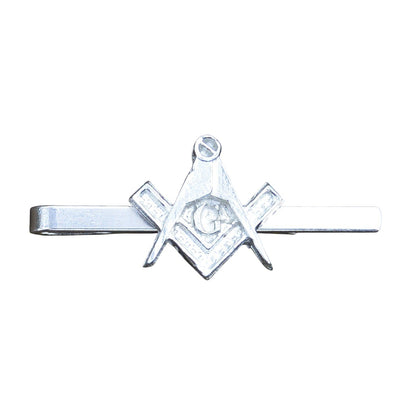Masonic Tie Clip (Square and Compass with G), Handcast Pewter Tie Clip, Polished Finish