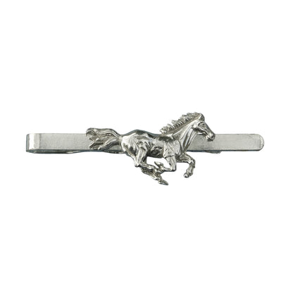 Galloping Horse Tie Clip, Handcast Pewter Tie Clip, Polished Finish