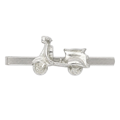 Scooter Tie Clip, Handcast Pewter Tie Clip, Polished Finish