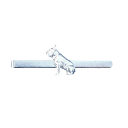 French Bulldog Tie Clip (Sitting Dog), Handcast Pewter Tie Clip, Polished Finish