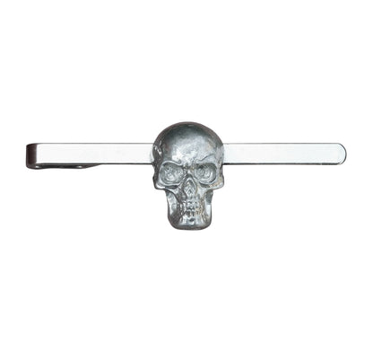Skull Tie Clip, Handcast Pewter Tie Clip, Polished Finish
