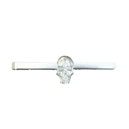 Skull Tie Clip (Smaller Design), Handcast Pewter Tie Clip, Polished Finish