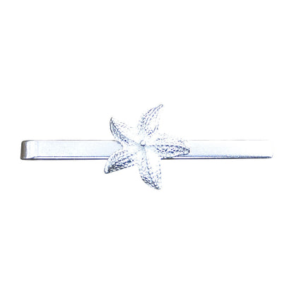 Starfish Tie Clip, Handcast Pewter Tie Clip, Polished Finish