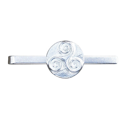 Triskele Tie Clip, Solid Design, Handcast Pewter Tie Clip, Polished Finish