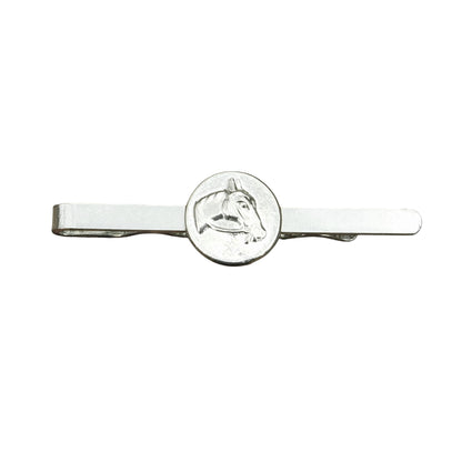 Horse Head Tie Clip (Victorian Button Design), Handcast Pewter Tie Clip, Polished Finish